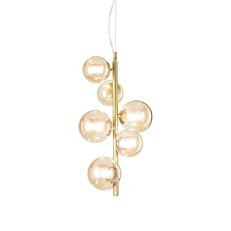 Lustre boules verre PERLAGE, 3 finitions, ampoules fournies