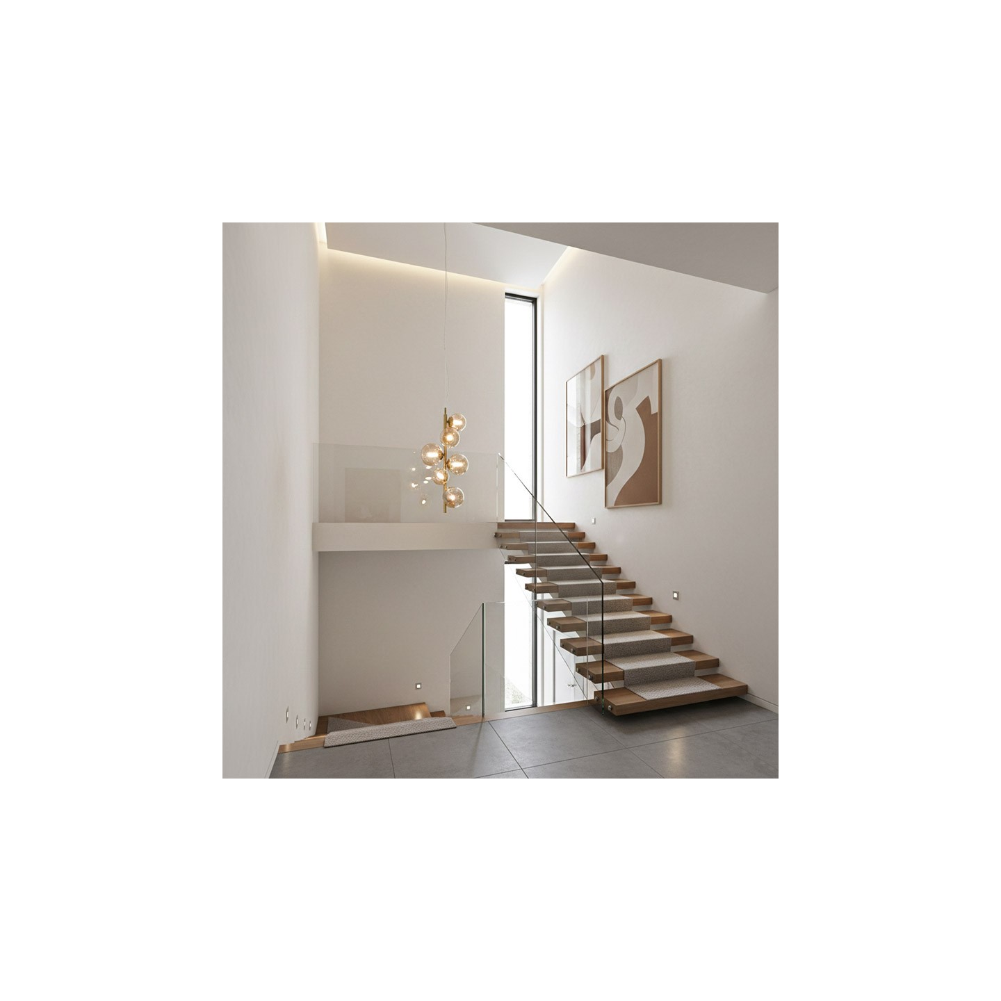 Lustre boules verre PERLAGE, 3 finitions, ampoules fournies