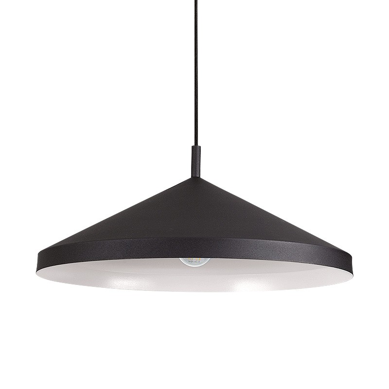 Suspension luminaire métal YURTA noir ou blanc, 3 tailles