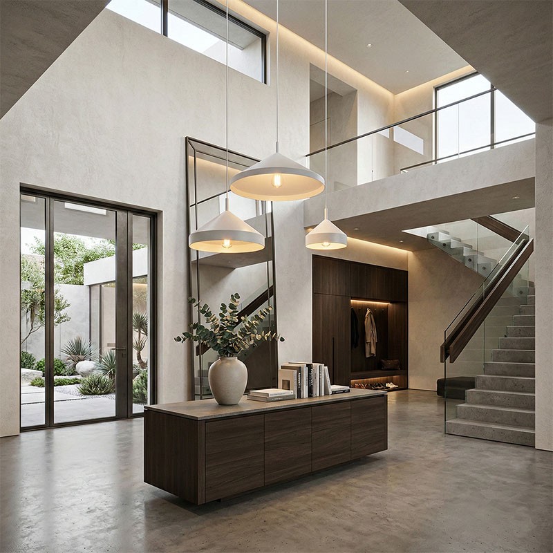 Suspension luminaire métal YURTA noir ou blanc, 3 tailles