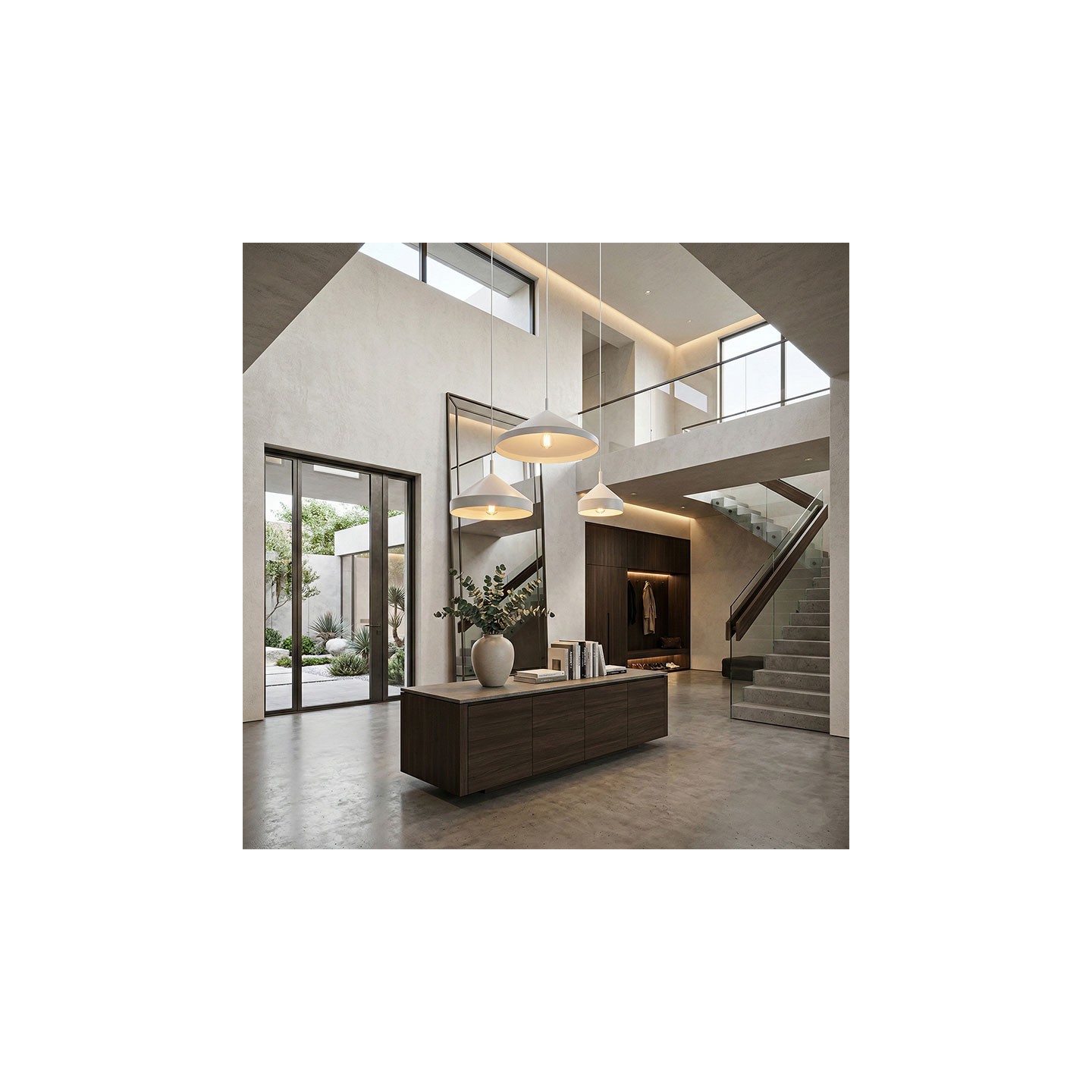 Suspension luminaire métal YURTA noir ou blanc, 3 tailles