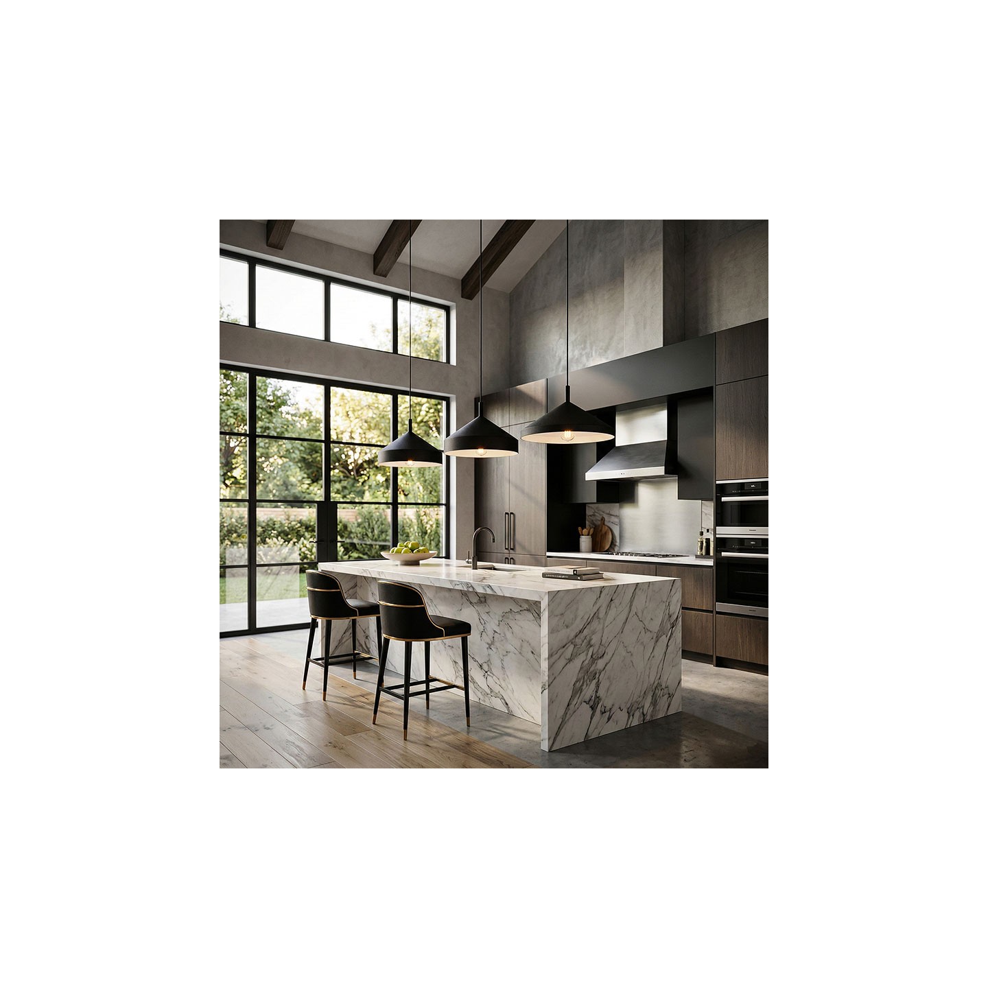 Suspension luminaire métal YURTA noir ou blanc, 3 tailles