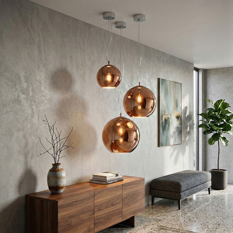 Luminaire en verre soufflé NEMO CUIVRE, 3 diamètres