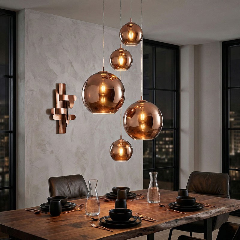Luminaire en verre soufflé NEMO CUIVRE, 3 diamètres