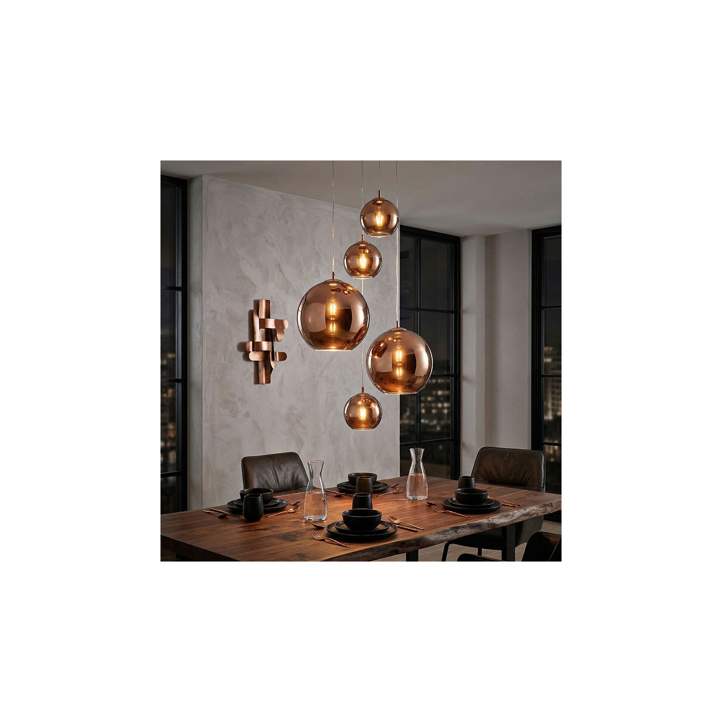 Luminaire en verre soufflé NEMO CUIVRE, 3 diamètres
