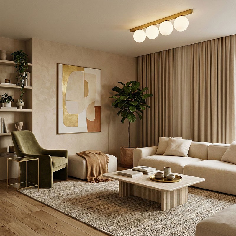 Plafonnier boules blanches BINOMIO PL4, 3 coloris