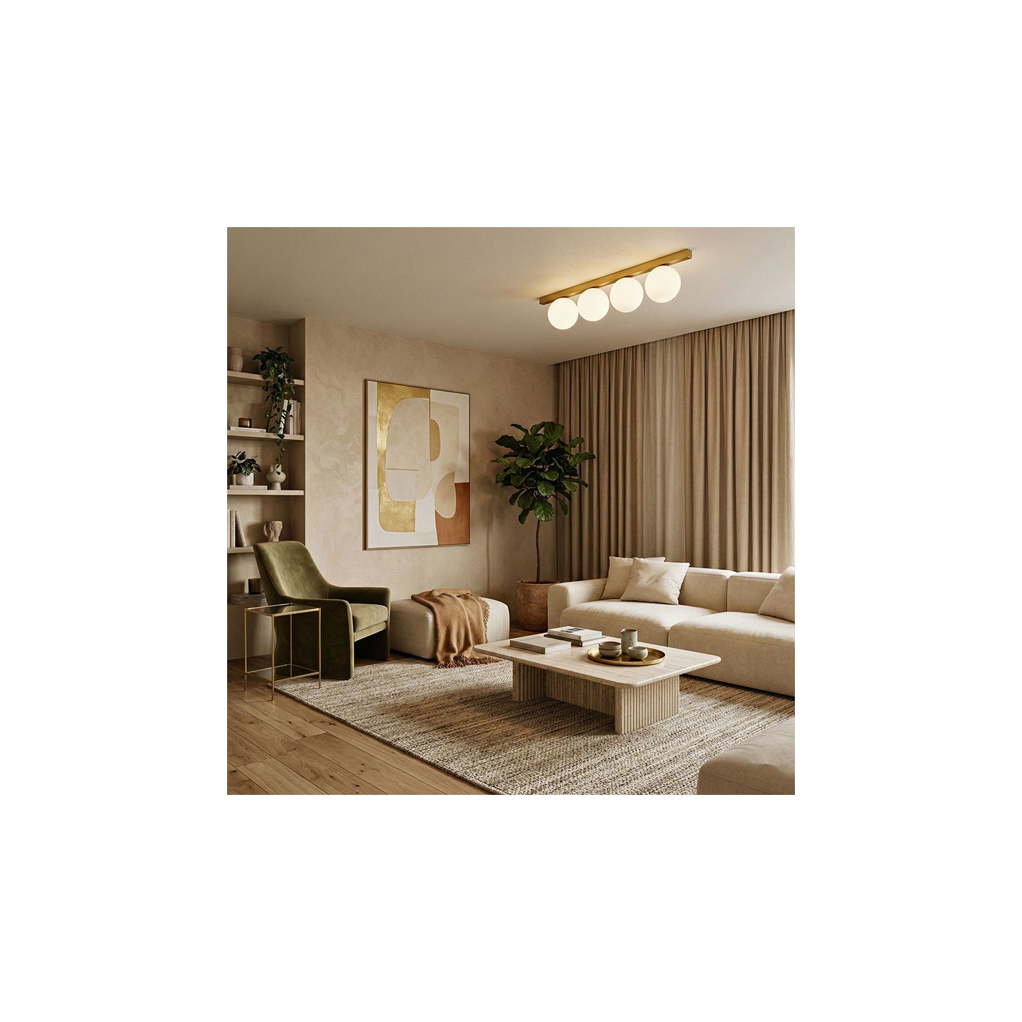 Plafonnier boules blanches BINOMIO PL4, 3 coloris