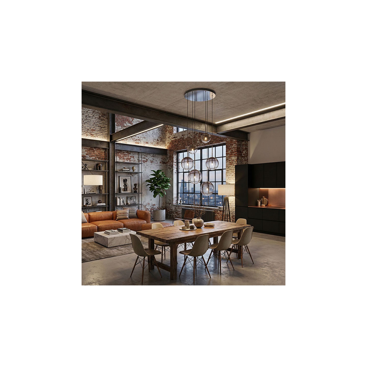 Lustre cascade EQUINOXE SP6, 4 finitions