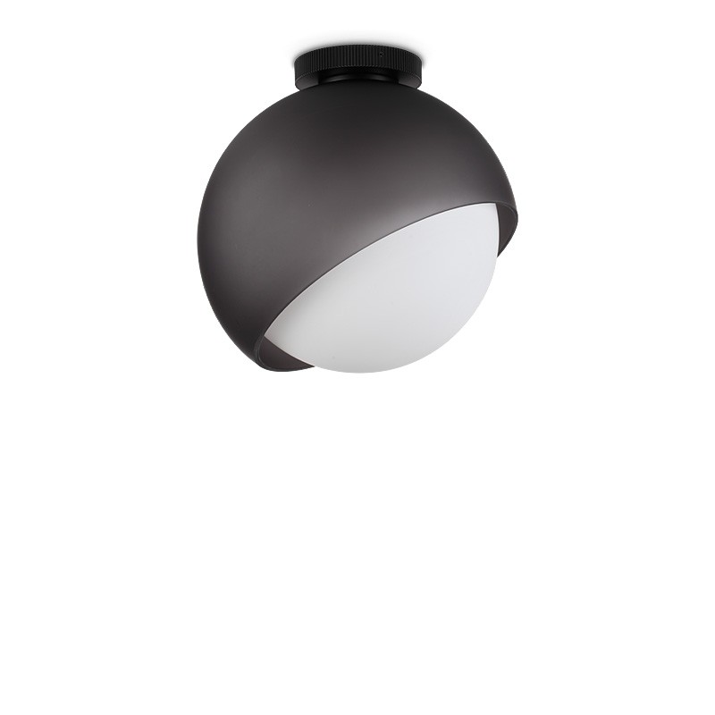Plafonnier boule en verre BLOOM noir ou ambre, 2 tailles