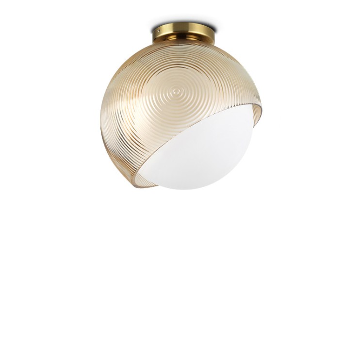 Plafonnier boule en verre BLOOM noir ou ambre, 2 tailles