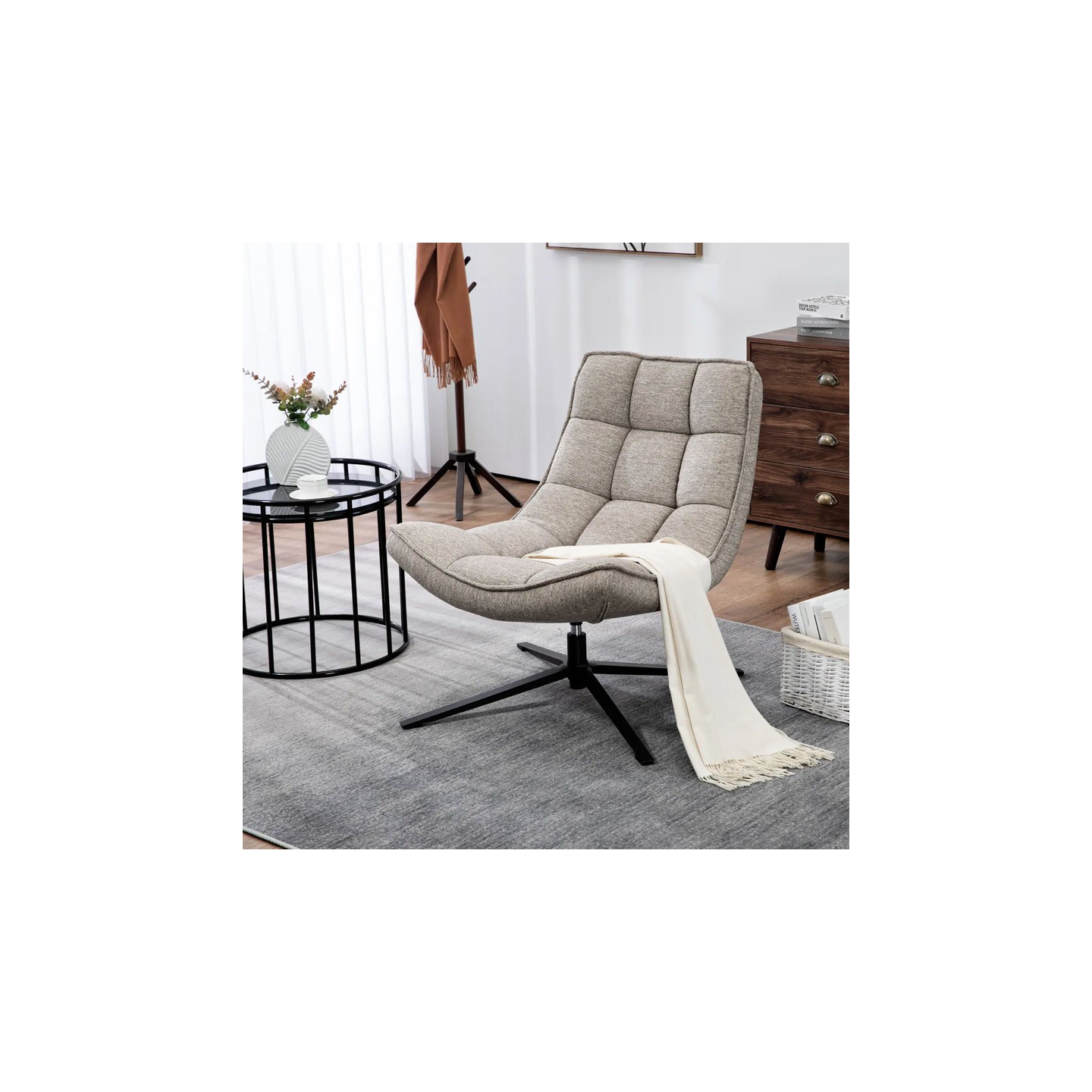 Fauteuil confortable pivotant IVAR sable