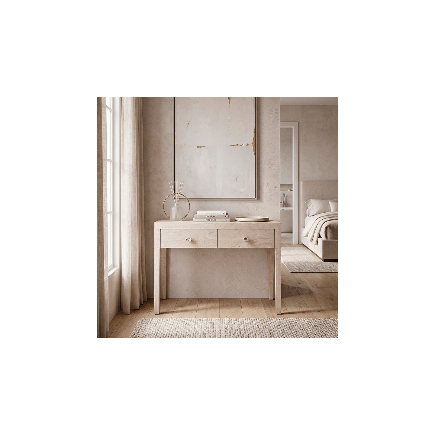 Console d'entrée en travertin DRAWERS kare design