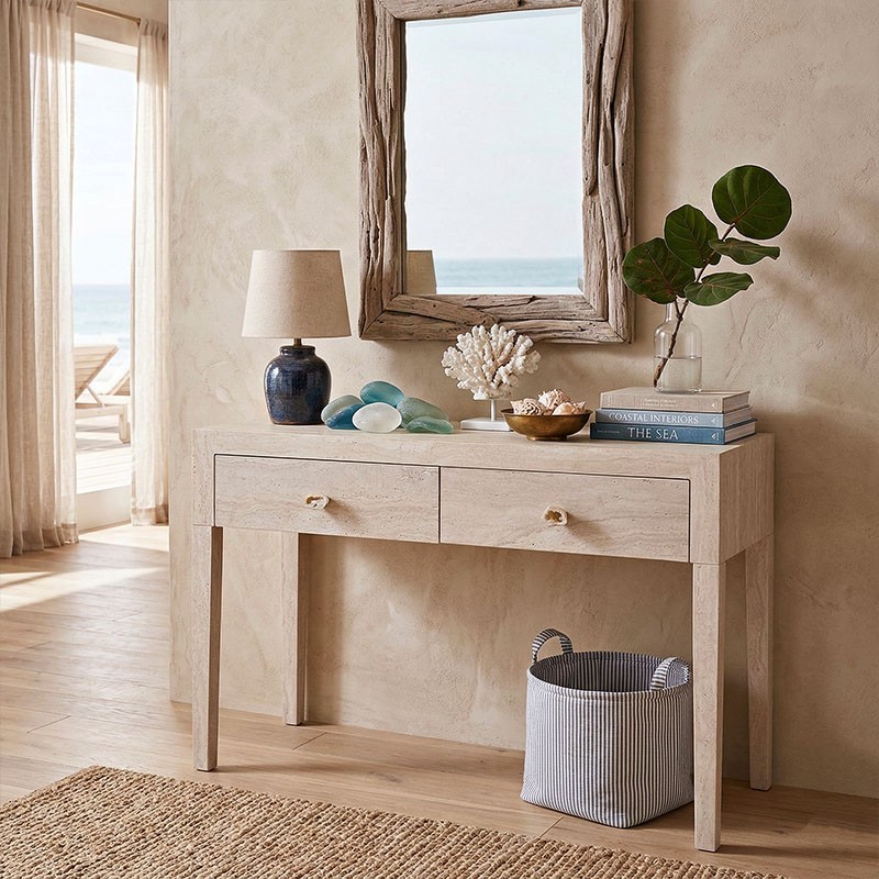 Console d'entrée en travertin DRAWERS kare design