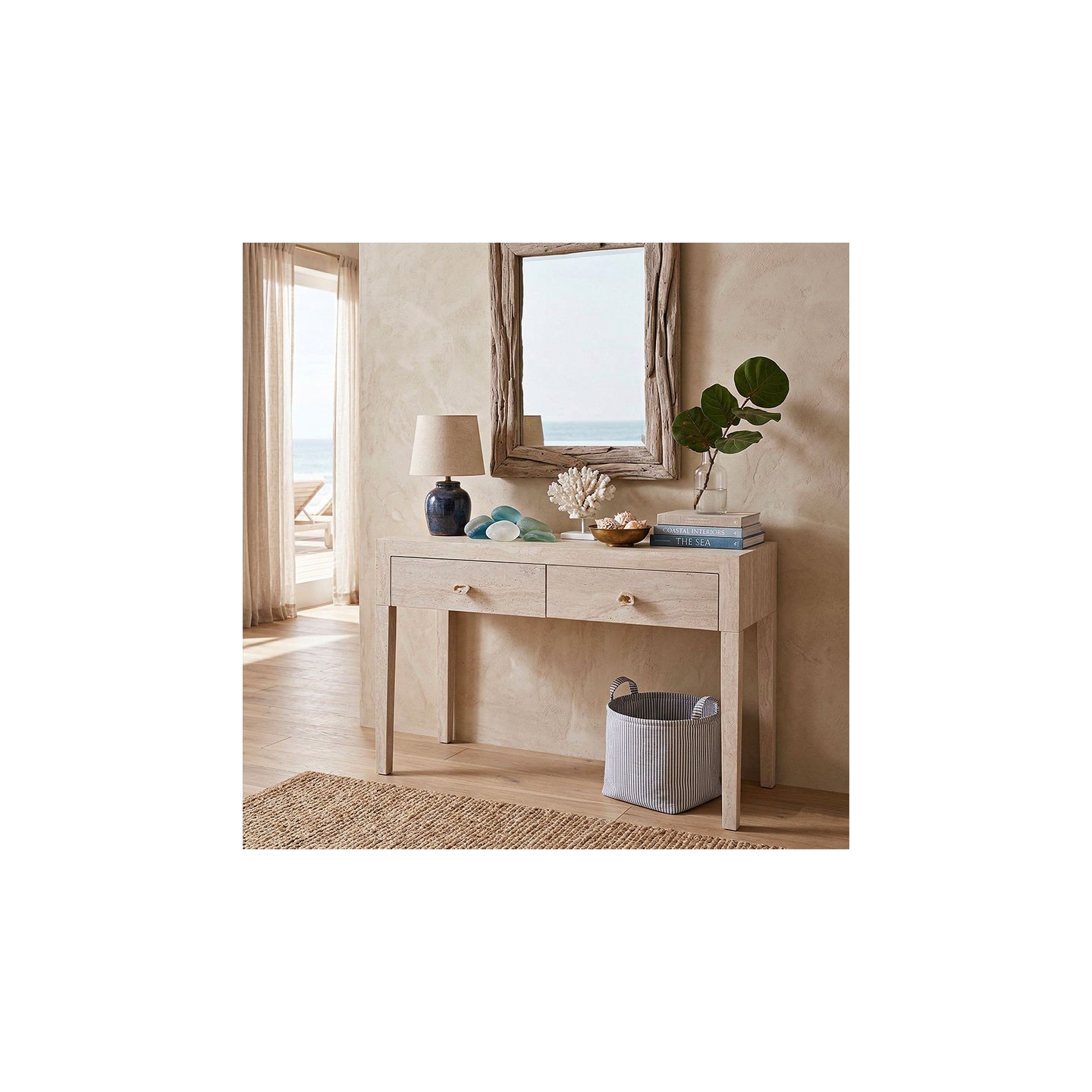 Console d'entrée en travertin DRAWERS kare design