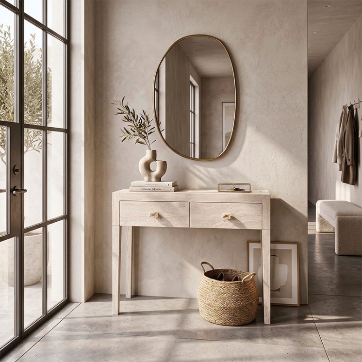 Console d'entrée en travertin DRAWERS kare design