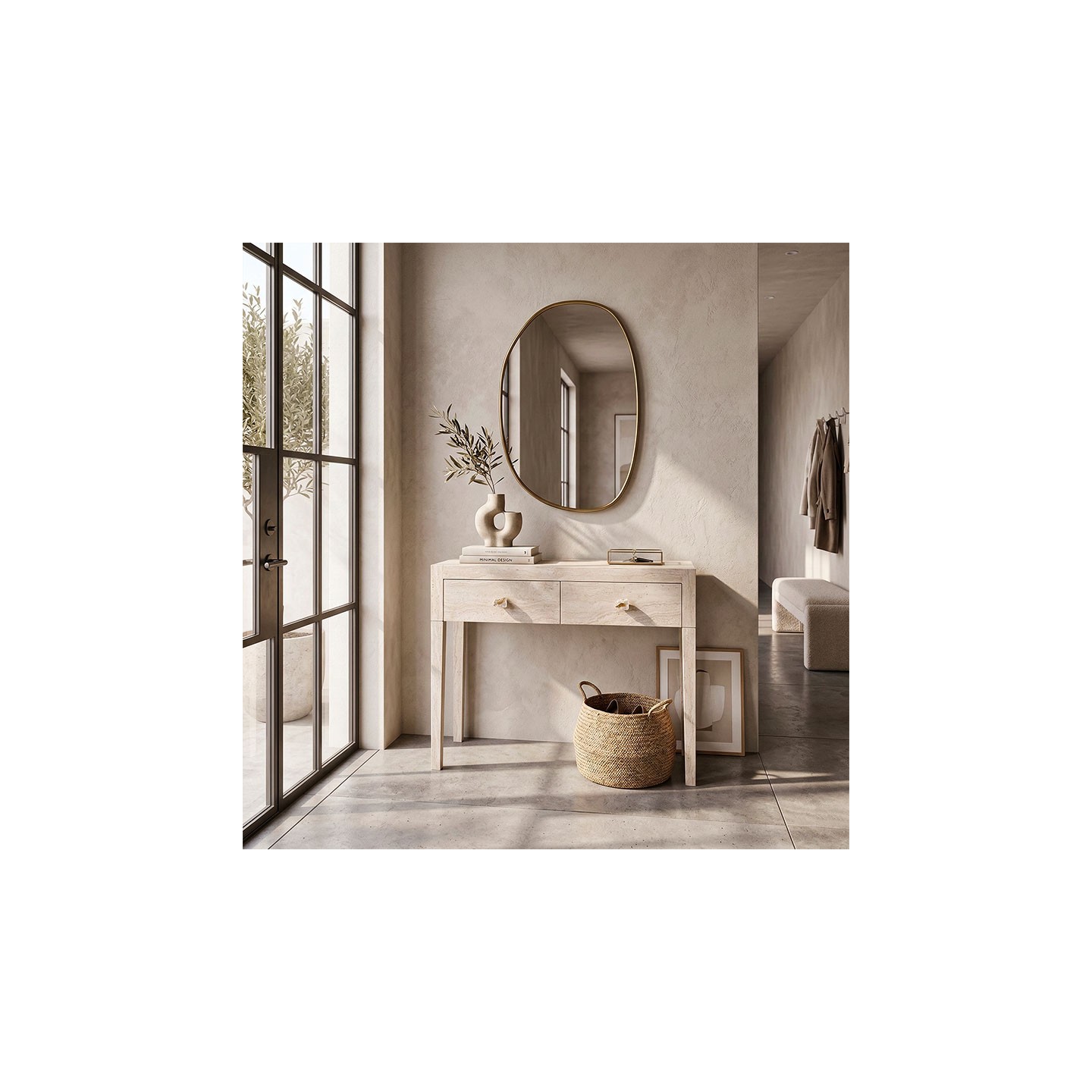 Console d'entrée en travertin DRAWERS kare design