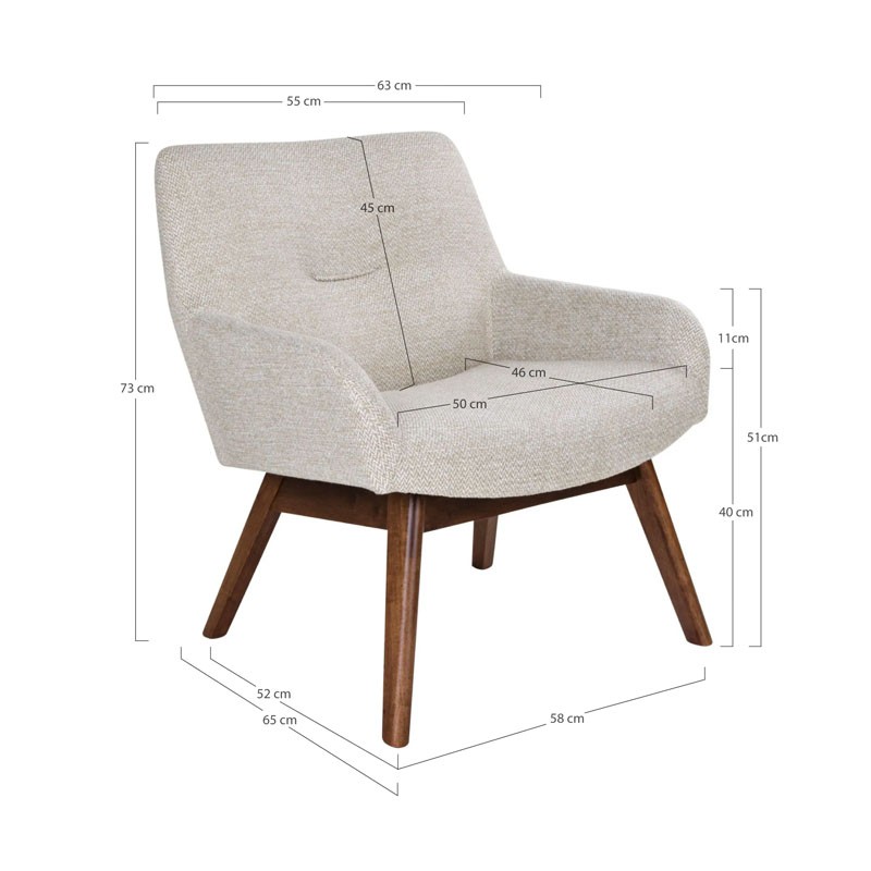 Fauteuil d'appoint salon LONDON sable House Nordic