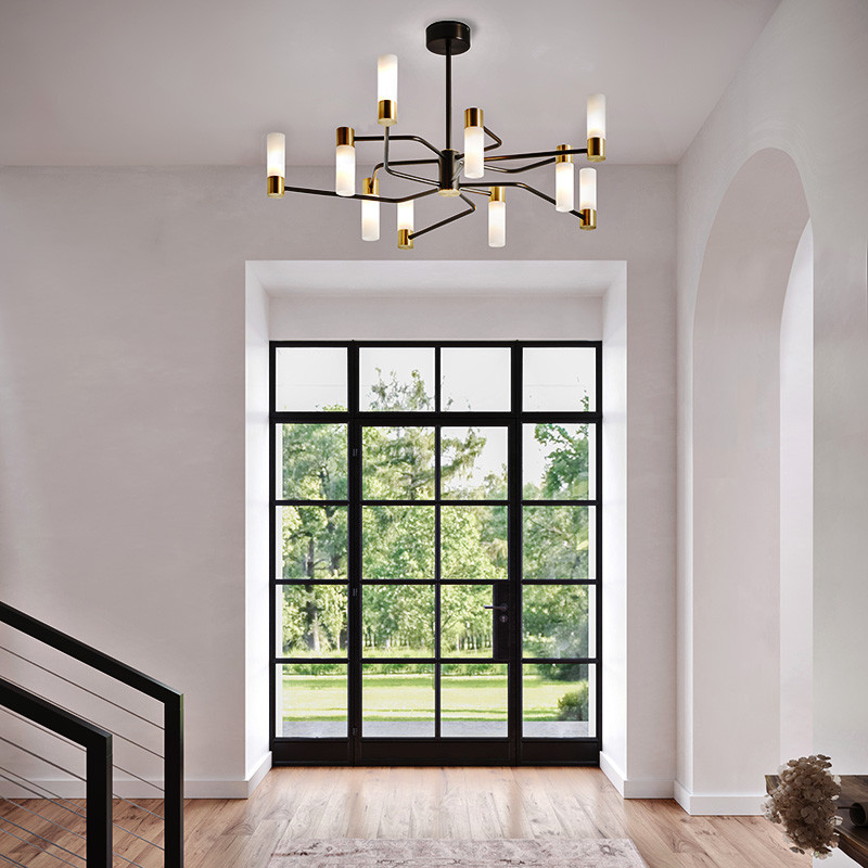 Plafonnier moderne NATA 10 LUMIÈRES, 3 finitions, 2 choix de verreries CVL Manufacture
