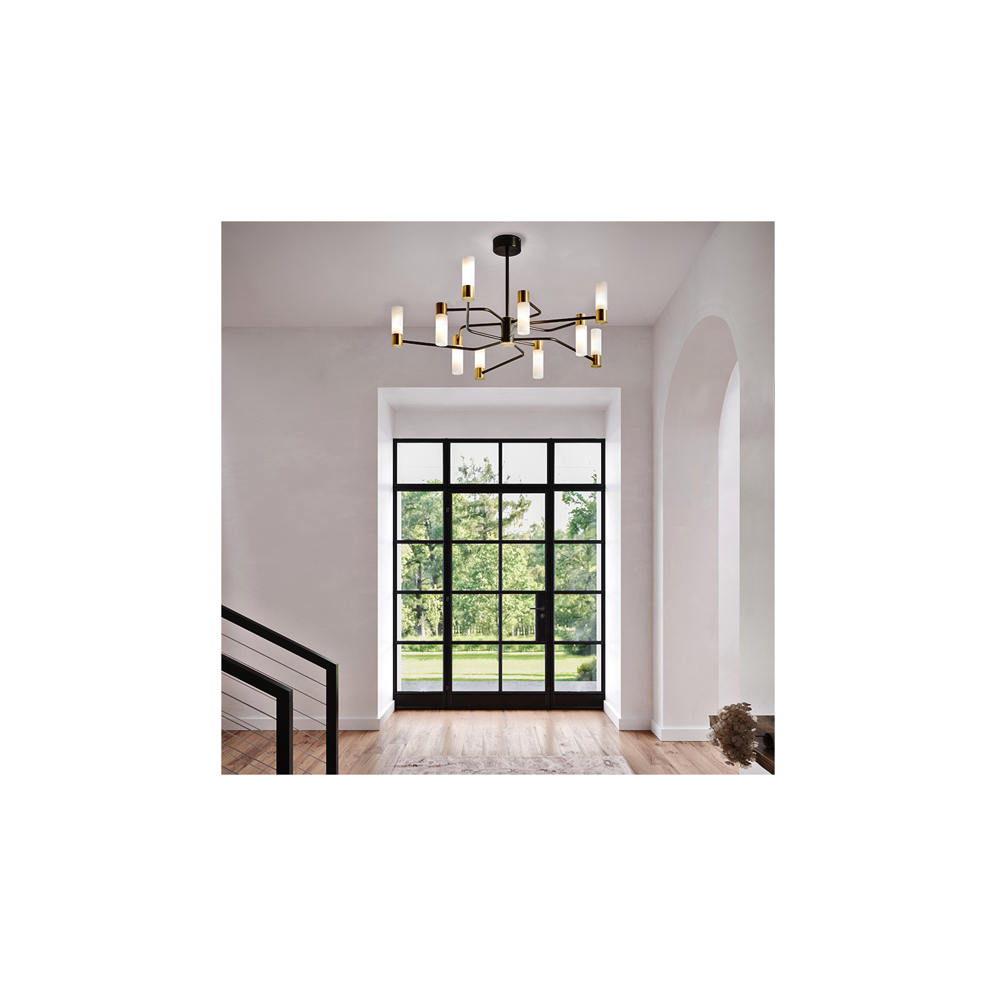 Plafonnier moderne NATA 10 LUMIÈRES, 3 finitions, 2 choix de verreries CVL Manufacture