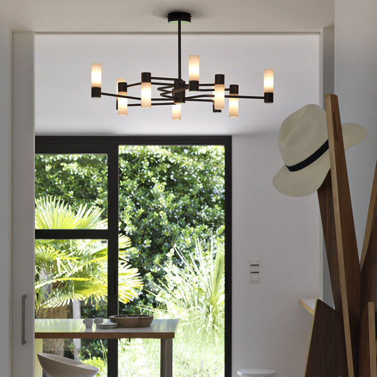 Plafonnier moderne NATA 10 LUMIÈRES, 3 finitions, 2 choix de verreries CVL Manufacture