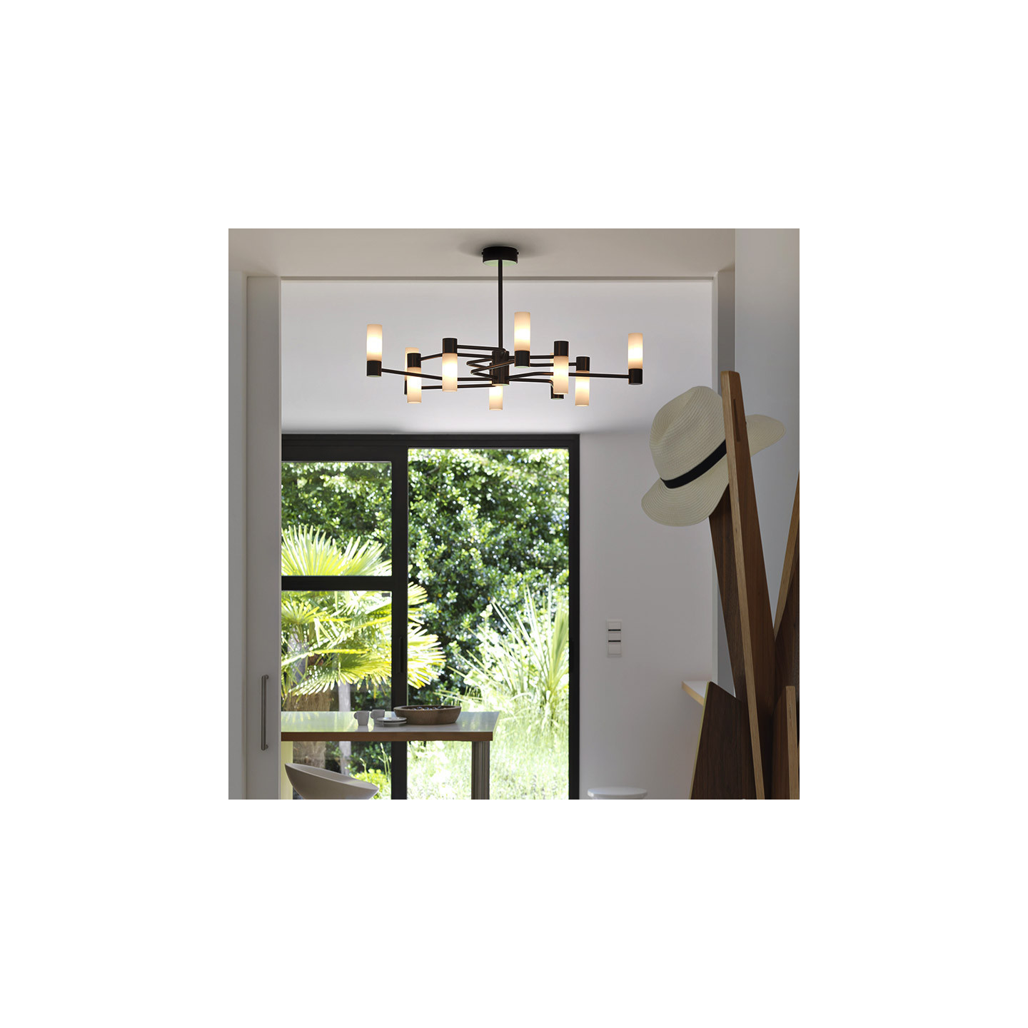 Plafonnier moderne NATA 10 LUMIÈRES, 3 finitions, 2 choix de verreries CVL Manufacture