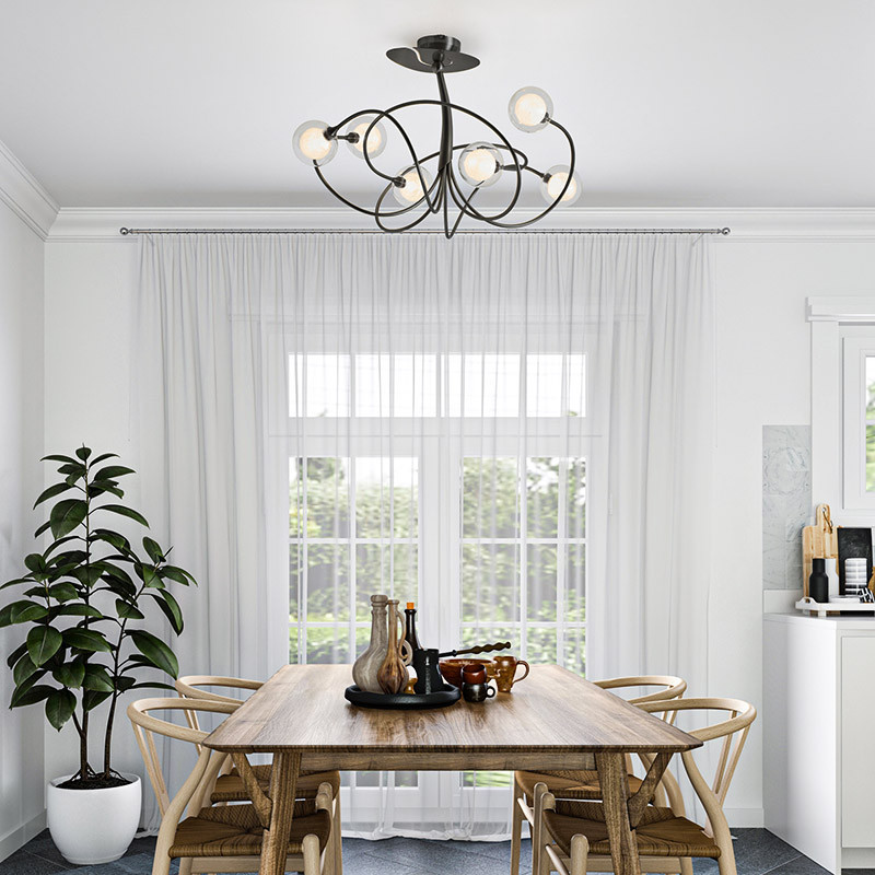 Lustre pour salle à manger NIOBE 6 LUMIÈRES AVEC VERRES S100, 3 finitions CVL Manufacture