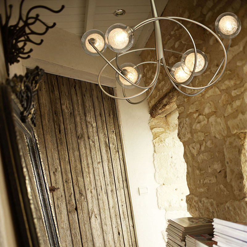 Lustre pour salle à manger NIOBE 6 LUMIÈRES AVEC VERRES S100, 3 finitions CVL Manufacture