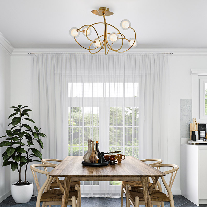 Lustre pour salle à manger NIOBE 6 LUMIÈRES AVEC VERRES S100, 3 finitions CVL Manufacture