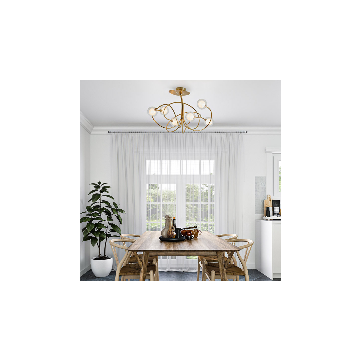 Lustre pour salle à manger NIOBE 6 LUMIÈRES AVEC VERRES S100, 3 finitions CVL Manufacture