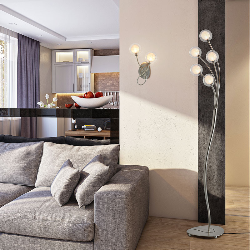 Lampadaire boules CIRCÉ 5 LAMPES AVEC VERRES S100, 3 finitions CVL Manufacture