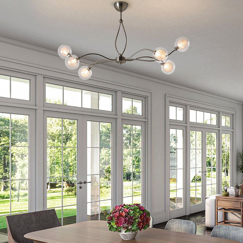 Lustre pour salle à manger SYRA 6 LUMIÈRES AVEC VERRES S100, 3 finitions CVL Manufacture