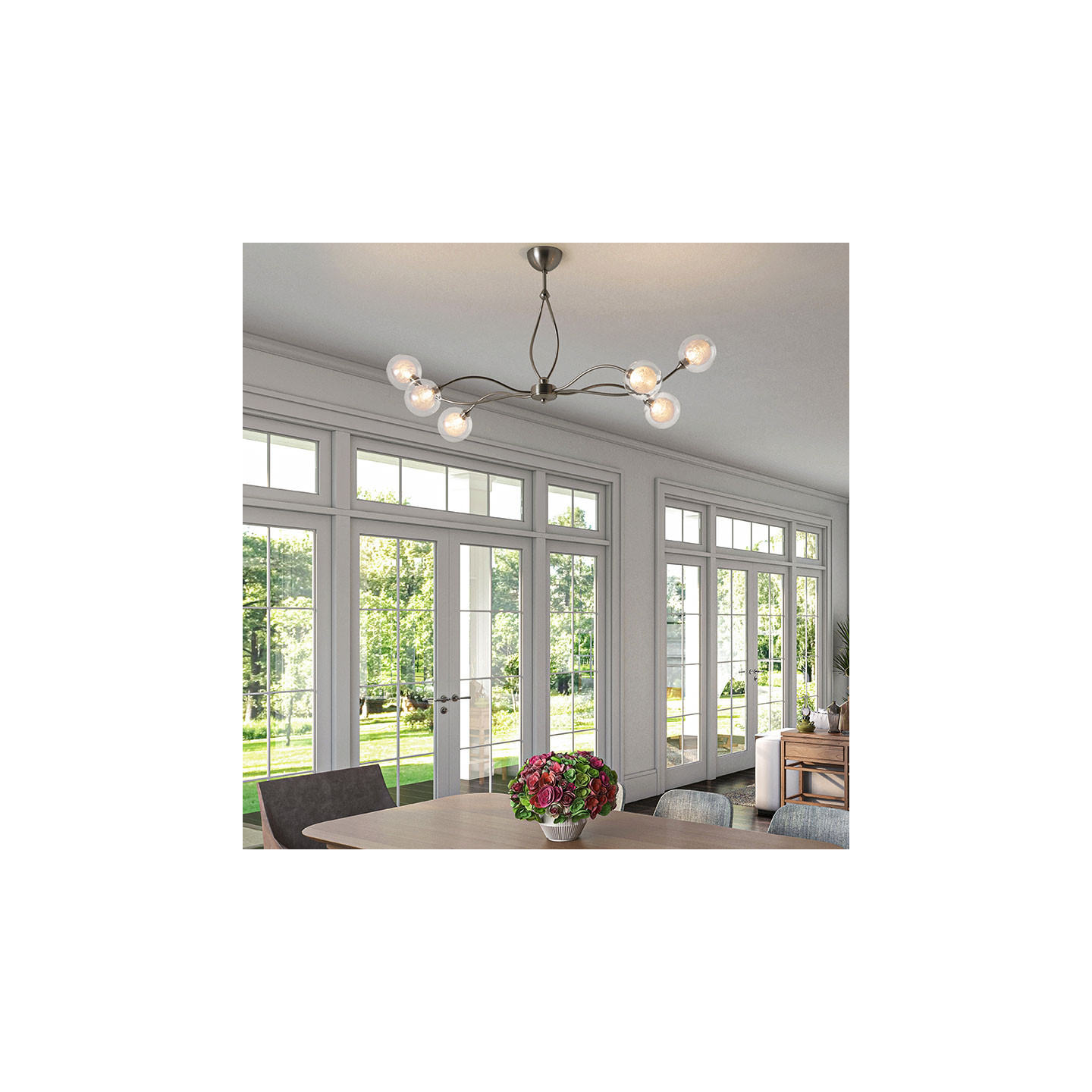 Lustre pour salle à manger SYRA 6 LUMIÈRES AVEC VERRES S100, 3 finitions CVL Manufacture
